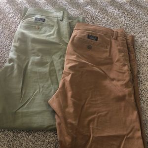 Men’s Chino Pants, Cotton, 36” waist Green & Tan